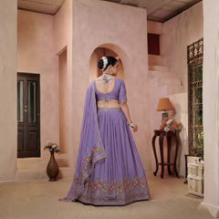 Purple Silk Crush Premium Embroidered Lehenga