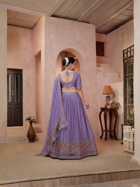 Purple Silk Crush Premium Embroidered Lehenga