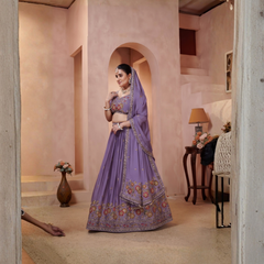 Purple Silk Crush Premium Embroidered Lehenga