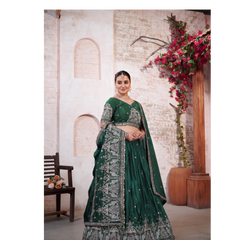 Green Traditional Silk Lehenga Choli with Embroidery