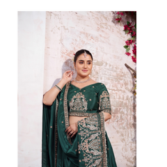 Green Traditional Silk Lehenga Choli with Embroidery