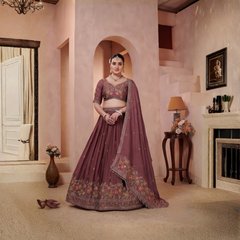 Earthy Mauve Embroidered Ethnic Lehenga Choli