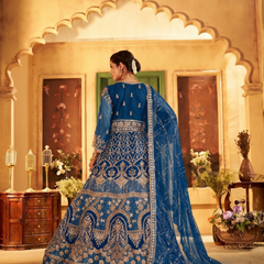 Rama Elegant Sindoor Satin Lehenga Set for Festive Occasions
