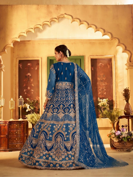 Rama Elegant Sindoor Satin Lehenga Set for Festive Occasions
