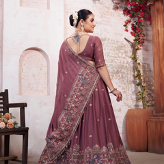 Earthy Mauve Silk Embroidered Occasion Lehenga