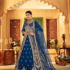 Rama Elegant Sindoor Satin Lehenga Set for Festive Occasions