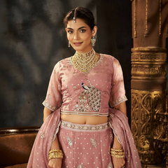 White Designer Moss Butti Embroidered Lehenga Choli