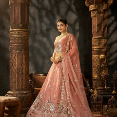 White Designer Moss Butti Embroidered Lehenga Choli