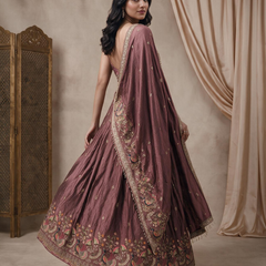 Earthy Mauve Embroidered Occasion Wear Lehenga