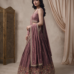 Earthy Mauve Embroidered Occasion Wear Lehenga