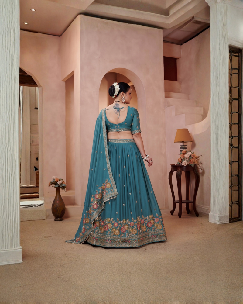 Jade Green Wedding Embroidered Lehenga Choli