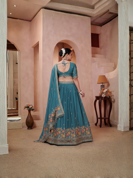 Jade Green Wedding Embroidered Lehenga Choli