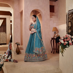 Jade Green Wedding Embroidered Lehenga Choli
