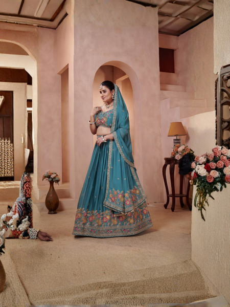 Jade Green Wedding Embroidered Lehenga Choli