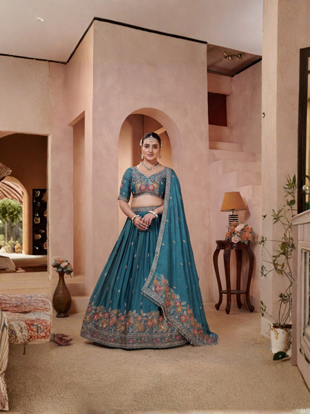 Jade Green Wedding Embroidered Lehenga Choli