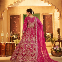 Rani Traditional Sindoor Satin Embroidered Lehenga Set