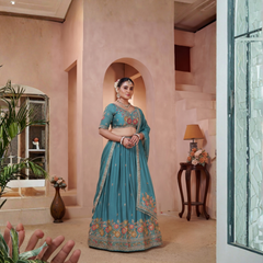 Jade Green Wedding Embroidered Lehenga Choli