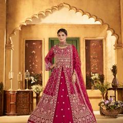 Green Festive Satin Embroidered Lehenga Set