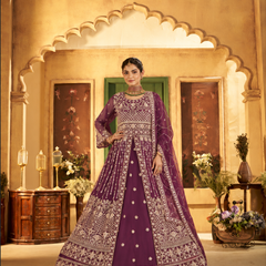 Green Festive Satin Embroidered Lehenga Set