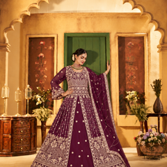 Green Festive Satin Embroidered Lehenga Set