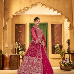 Green Festive Satin Embroidered Lehenga Set