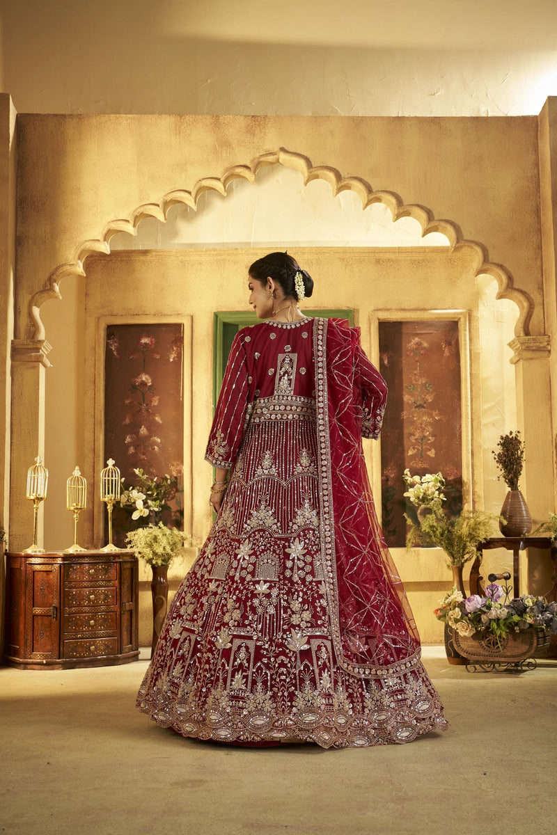 Firozi Contemporary Ethnic Embroidered Satin Lehenga