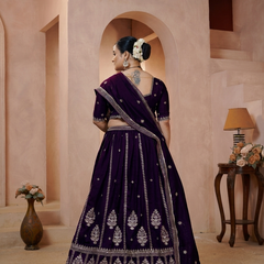 Wine Vichitra Statement Embroidered Lehenga Choli