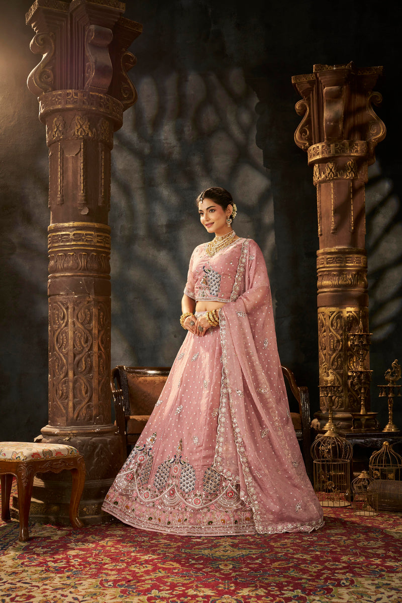 White Designer Moss Butti Embroidered Lehenga Choli