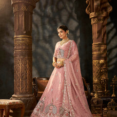 White Designer Moss Butti Embroidered Lehenga Choli