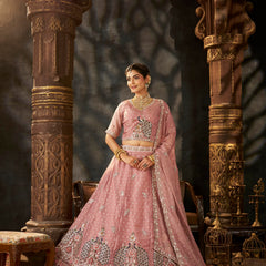 White Designer Moss Butti Embroidered Lehenga Choli