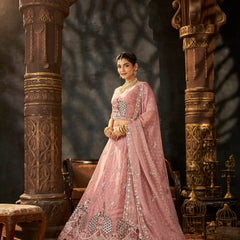 White Designer Moss Butti Embroidered Lehenga Choli
