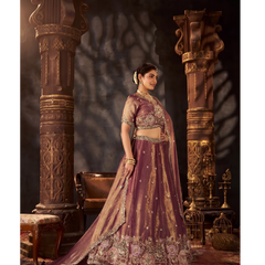 Sea Blue Embroidered Moss Silk Lehenga Choli