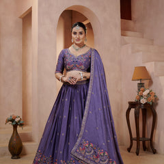 Lavender Silk Crush Elegant Embroidered Lehenga Choli