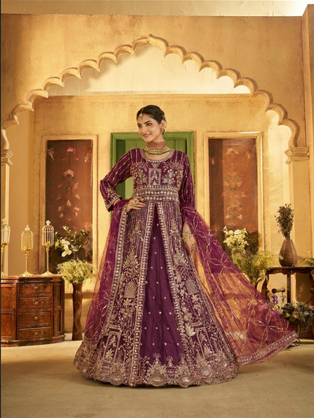 Green Traditional Satin Embroidered Lehenga for Festive Wear