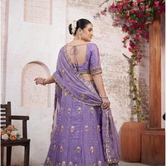 Purple Elegant Moss Butti Lehenga Choli for Festive Occasions