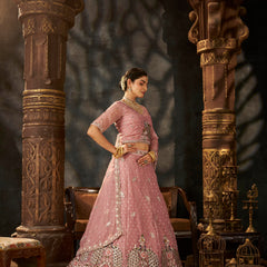 White Designer Moss Butti Embroidered Lehenga Choli