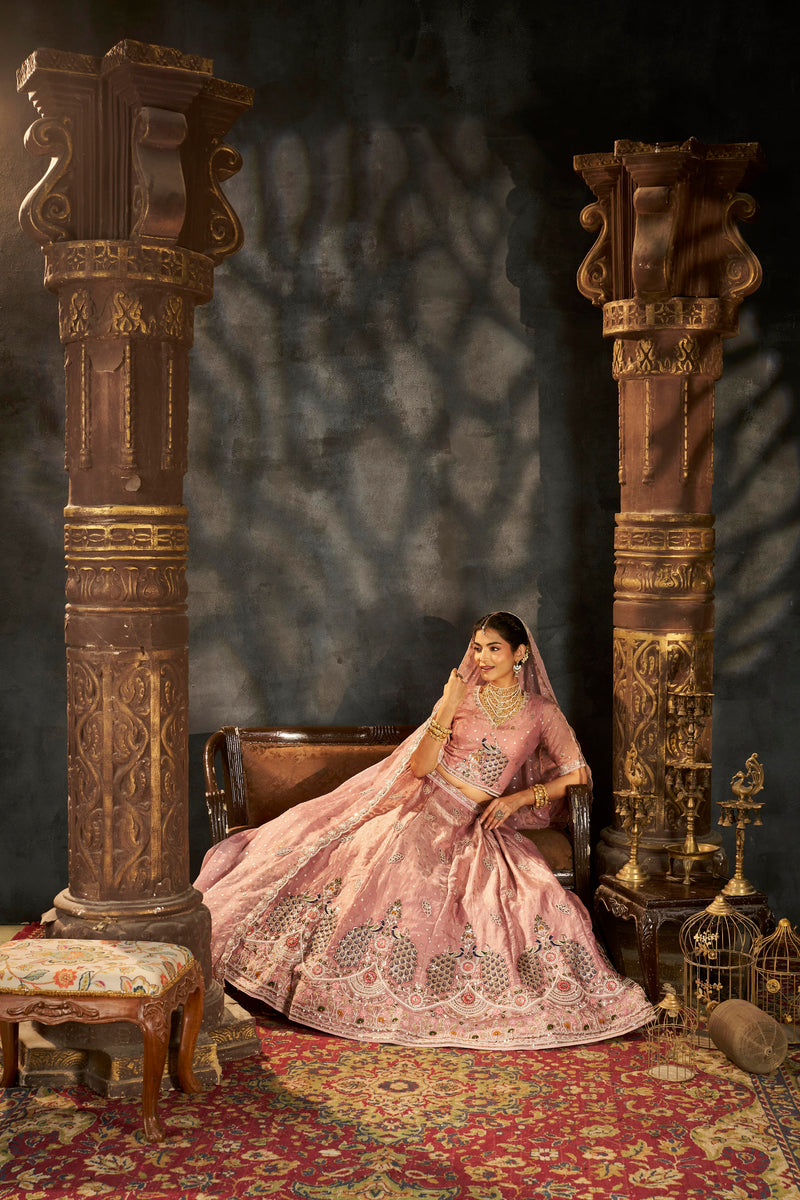 White Designer Moss Butti Embroidered Lehenga Choli