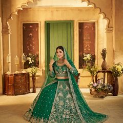 Firozi Contemporary Ethnic Embroidered Satin Lehenga
