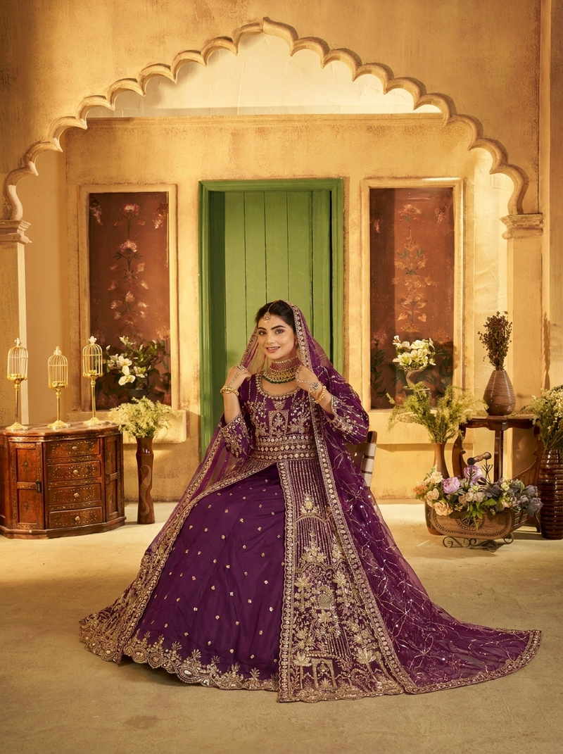 Firozi Contemporary Ethnic Embroidered Satin Lehenga